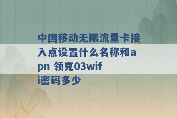 中国移动无限流量卡接入点设置什么名称和apn 领克03wifi密码多少 -第1张图片-电信联通移动号卡网