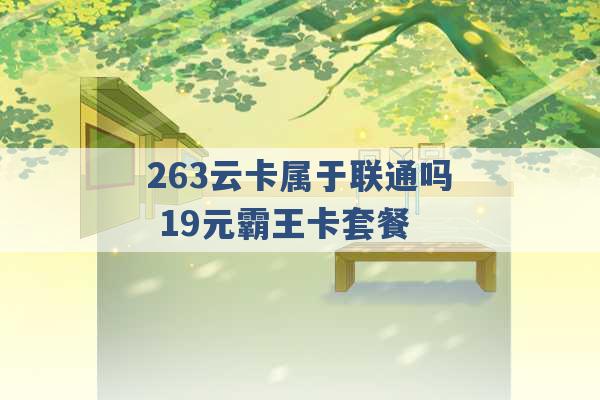 263云卡属于联通吗 19元霸王卡套餐 -第1张图片-电信联通移动号卡网