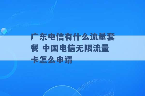 广东电信有什么流量套餐 中国电信无限流量卡怎么申请 -第1张图片-电信联通移动号卡网