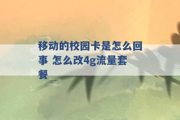 移动的校园卡是怎么回事 怎么改4g流量套餐 -第1张图片-电信联通移动号卡网