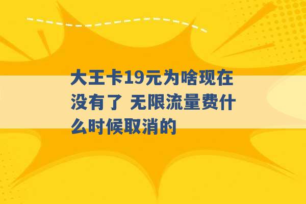 大王卡19元为啥现在没有了 无限流量费什么时候取消的 -第1张图片-电信联通移动号卡网