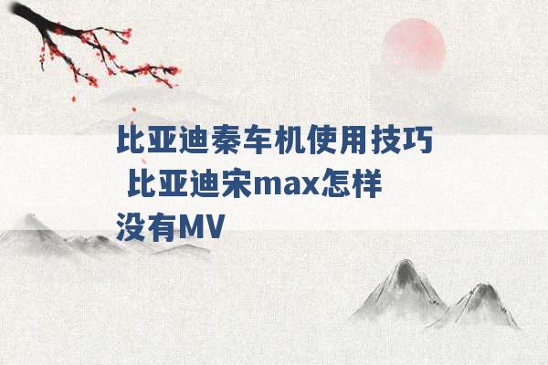 比亚迪秦车机使用技巧 比亚迪宋max怎样没有MV -第1张图片-电信联通移动号卡网