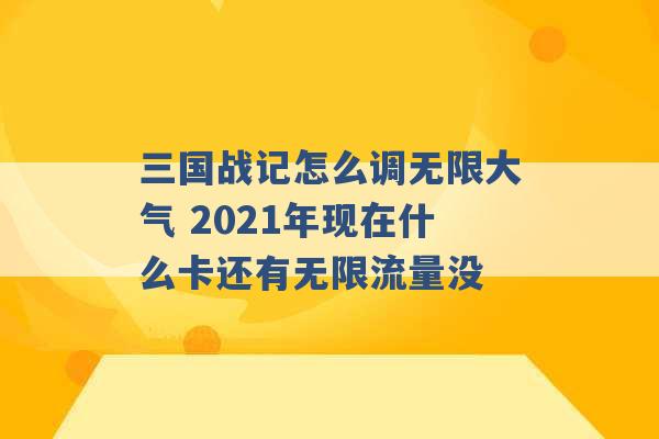 三国战记怎么调无限大气 2021年现在什么卡还有无限流量没 -第1张图片-电信联通移动号卡网