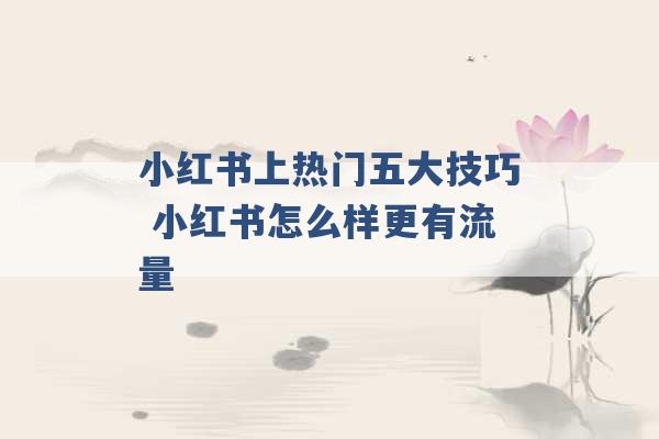 小红书上热门五大技巧 小红书怎么样更有流量 -第1张图片-电信联通移动号卡网