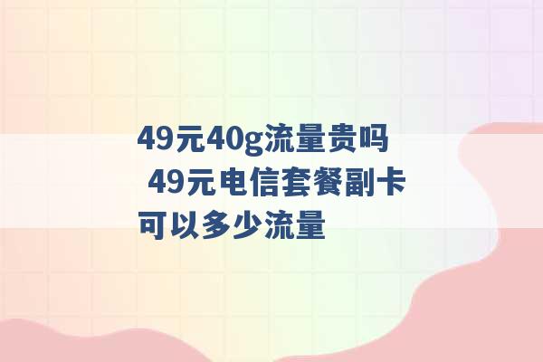 49元40g流量贵吗 49元电信套餐副卡可以多少流量 -第1张图片-电信联通移动号卡网