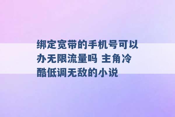 绑定宽带的手机号可以办无限流量吗 主角冷酷低调无敌的小说 -第1张图片-电信联通移动号卡网