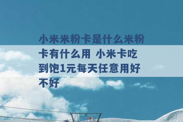 小米米粉卡是什么米粉卡有什么用 小米卡吃到饱1元每天任意用好不好 -第1张图片-电信联通移动号卡网