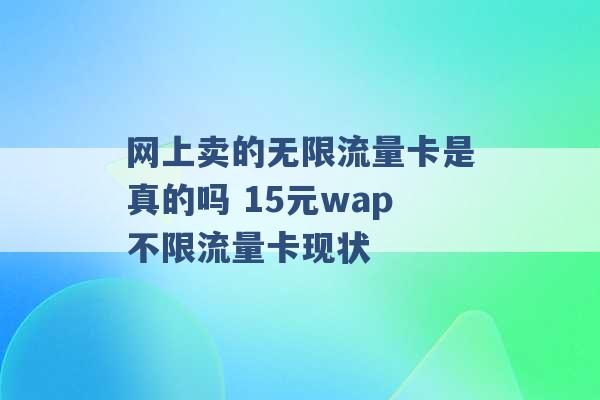 网上卖的无限流量卡是真的吗 15元wap不限流量卡现状 -第1张图片-电信联通移动号卡网