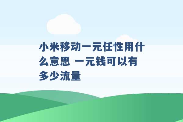 小米移动一元任性用什么意思 一元钱可以有多少流量 -第1张图片-电信联通移动号卡网