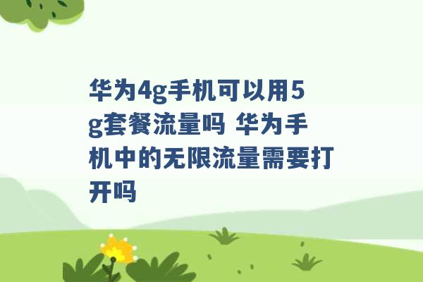 华为4g手机可以用5g套餐流量吗 华为手机中的无限流量需要打开吗 -第1张图片-电信联通移动号卡网