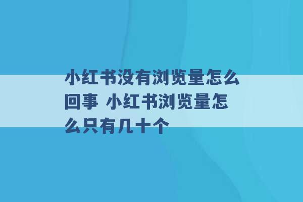 小红书没有浏览量怎么回事 小红书浏览量怎么只有几十个 -第1张图片-电信联通移动号卡网