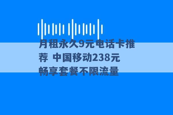 月租永久9元电话卡推荐 中国移动238元畅享套餐不限流量 -第1张图片-电信联通移动号卡网