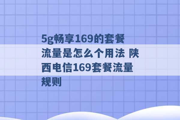 5g畅享169的套餐流量是怎么个用法 陕西电信169套餐流量规则 -第1张图片-电信联通移动号卡网