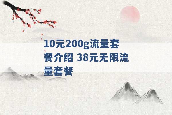 10元200g流量套餐介绍 38元无限流量套餐 -第1张图片-电信联通移动号卡网