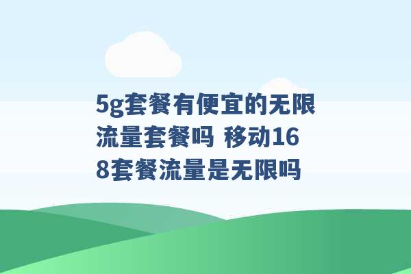 5g套餐有便宜的无限流量套餐吗 移动168套餐流量是无限吗 -第1张图片-电信联通移动号卡网