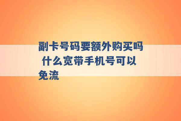 副卡号码要额外购买吗 什么宽带手机号可以免流 -第1张图片-电信联通移动号卡网