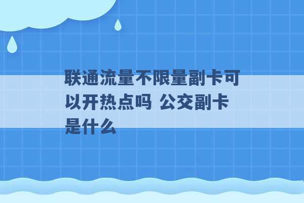 联通流量不限量副卡可以开热点吗 公交副卡是什么 -第1张图片-电信联通移动号卡网