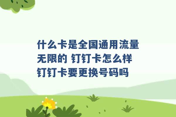 什么卡是全国通用流量无限的 钉钉卡怎么样钉钉卡要更换号码吗 -第1张图片-电信联通移动号卡网