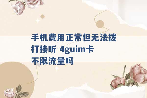 手机费用正常但无法拨打接听 4guim卡不限流量吗 -第1张图片-电信联通移动号卡网