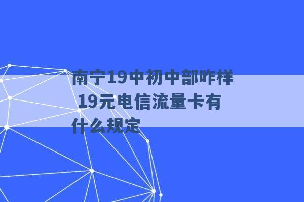 南宁19中初中部咋样 19元电信流量卡有什么规定 -第1张图片-电信联通移动号卡网