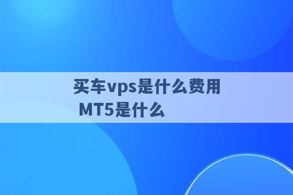 买车vps是什么费用 MT5是什么 -第1张图片-电信联通移动号卡网