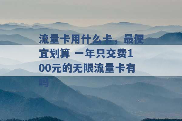 流量卡用什么卡，最便宜划算 一年只交费100元的无限流量卡有吗 -第1张图片-电信联通移动号卡网