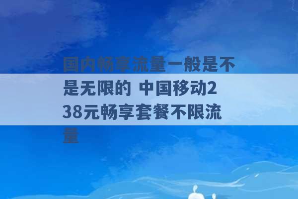 国内畅享流量一般是不是无限的 中国移动238元畅享套餐不限流量 -第1张图片-电信联通移动号卡网