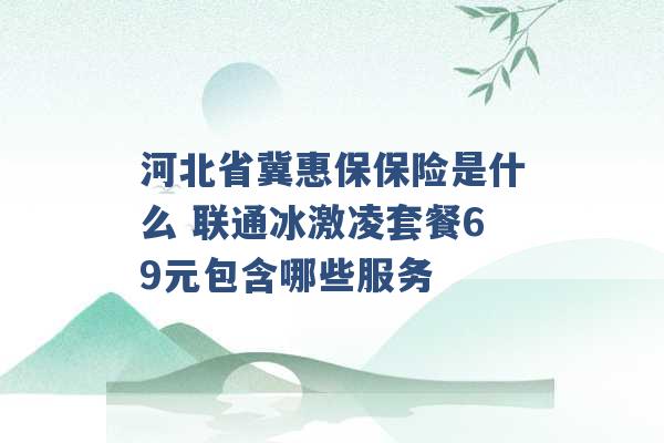 河北省冀惠保保险是什么 联通冰激凌套餐69元包含哪些服务 -第1张图片-电信联通移动号卡网