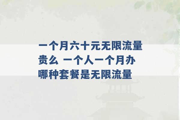 一个月六十元无限流量贵么 一个人一个月办哪种套餐是无限流量 -第1张图片-电信联通移动号卡网