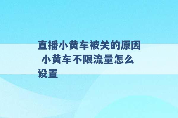 直播小黄车被关的原因 小黄车不限流量怎么设置 -第1张图片-电信联通移动号卡网