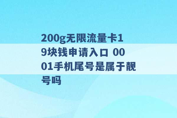 200g无限流量卡19块钱申请入口 0001手机尾号是属于靓号吗 -第1张图片-电信联通移动号卡网