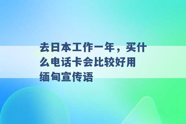 去日本工作一年，买什么电话卡会比较好用 缅甸宣传语 -第1张图片-电信联通移动号卡网