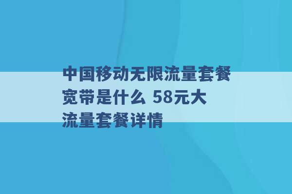 中国移动无限流量套餐宽带是什么 58元大流量套餐详情 -第1张图片-电信联通移动号卡网