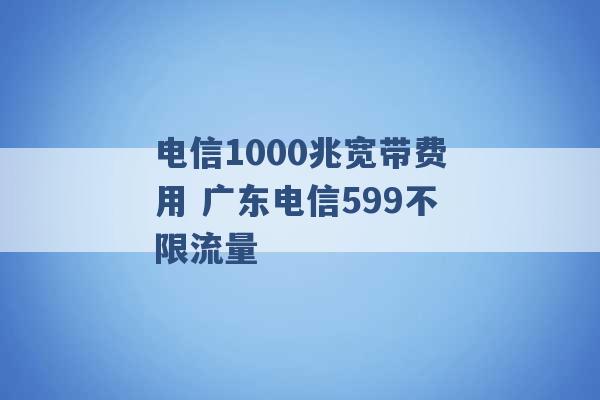 电信1000兆宽带费用 广东电信599不限流量 -第1张图片-电信联通移动号卡网