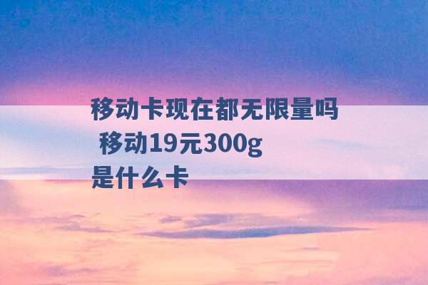 移动卡现在都无限量吗 移动19元300g是什么卡 -第1张图片-电信联通移动号卡网