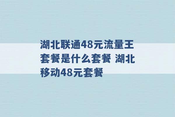 湖北联通48元流量王套餐是什么套餐 湖北移动48元套餐 -第1张图片-电信联通移动号卡网