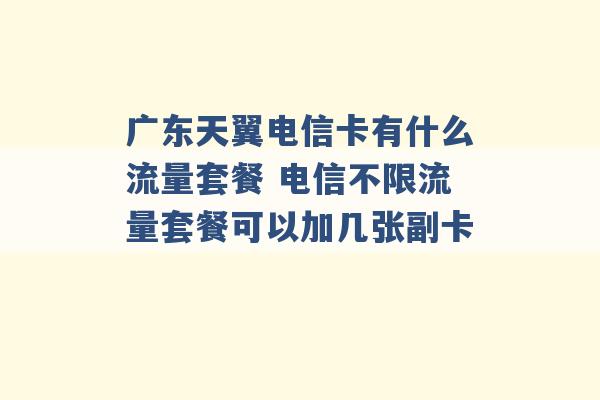 广东天翼电信卡有什么流量套餐 电信不限流量套餐可以加几张副卡 -第1张图片-电信联通移动号卡网