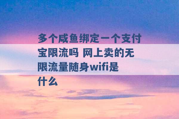 多个咸鱼绑定一个支付宝限流吗 网上卖的无限流量随身wifi是什么 -第1张图片-电信联通移动号卡网