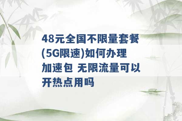 48元全国不限量套餐(5G限速)如何办理加速包 无限流量可以开热点用吗 -第1张图片-电信联通移动号卡网