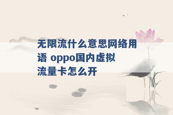 无限流什么意思网络用语 oppo国内虚拟流量卡怎么开 -第1张图片-电信联通移动号卡网