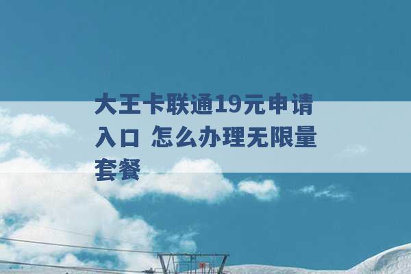 大王卡联通19元申请入口 怎么办理无限量套餐 -第1张图片-电信联通移动号卡网