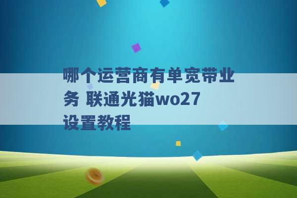 哪个运营商有单宽带业务 联通光猫wo27设置教程 -第1张图片-电信联通移动号卡网