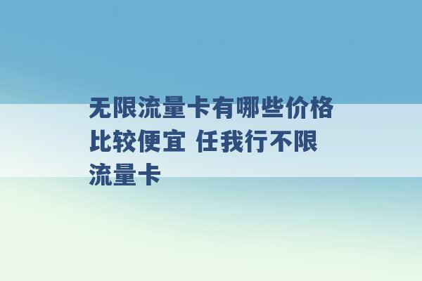 无限流量卡有哪些价格比较便宜 任我行不限流量卡 -第1张图片-电信联通移动号卡网