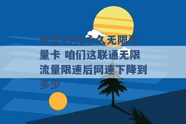 电信19元永久无限流量卡 咱们这联通无限流量限速后网速下降到多少 -第1张图片-电信联通移动号卡网