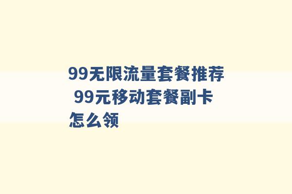 99无限流量套餐推荐 99元移动套餐副卡怎么领 -第1张图片-电信联通移动号卡网