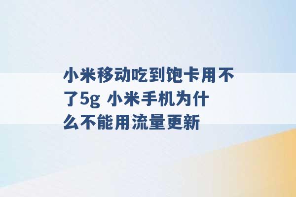 小米移动吃到饱卡用不了5g 小米手机为什么不能用流量更新 -第1张图片-电信联通移动号卡网