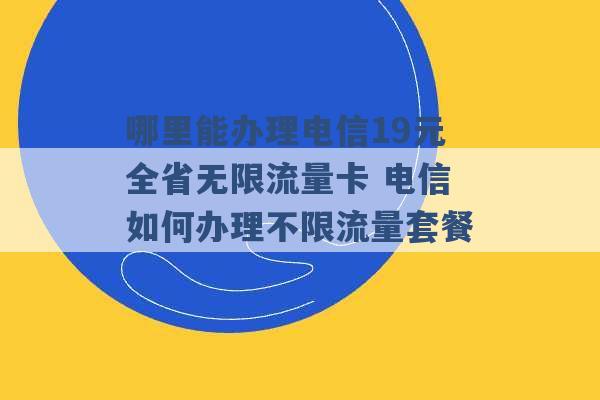 哪里能办理电信19元全省无限流量卡 电信如何办理不限流量套餐 -第1张图片-电信联通移动号卡网