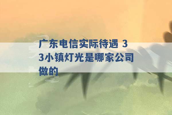 广东电信实际待遇 33小镇灯光是哪家公司做的 -第1张图片-电信联通移动号卡网