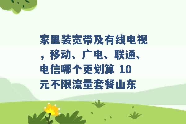 家里装宽带及有线电视，移动、广电、联通、电信哪个更划算 10元不限流量套餐山东 -第1张图片-电信联通移动号卡网