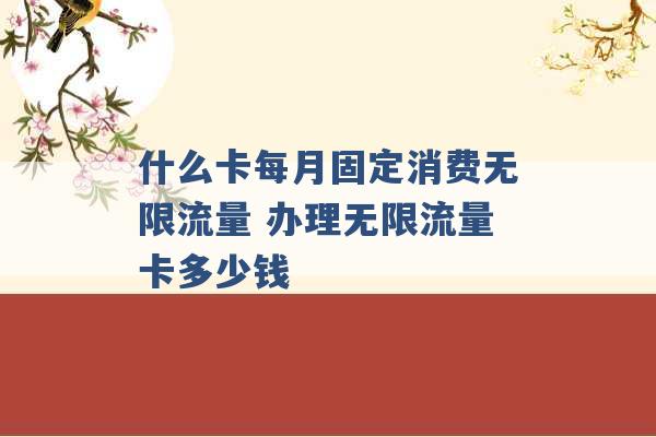 什么卡每月固定消费无限流量 办理无限流量卡多少钱 -第1张图片-电信联通移动号卡网